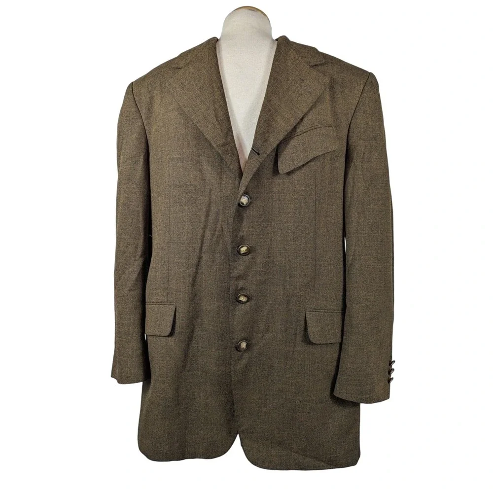 Giuseppe Fellici Blazer Jacket Mens Size 42R Herringbone Brown Pockets Canada‎